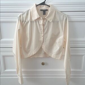 Forever 21 Cream Button-Up Cropped Shirt